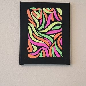 Original Hand Painted Neon Abstract Canvas Art - 8x10” Vibrant Maximalist Decor
